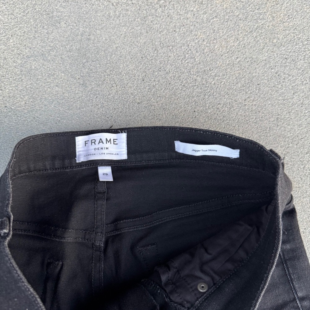 FRAME Denim Jagger True Skinny Jeans Noir Black Size 29 LMHSS278 Womens - Picture 7 of 12